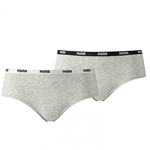 PUMA Damen Iconic Hipster Hang 2er Pack, Größe:XL, Farbe:Grey/Grey (328) von PUMA