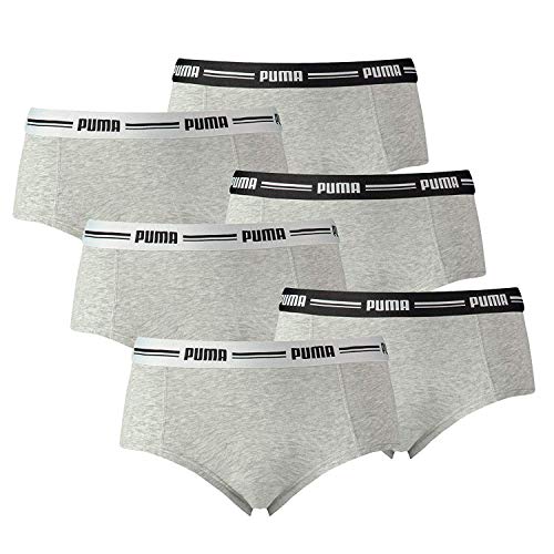 PUMA Damen Iconic Mini Shorts, 6er Pack - Cotton Modal Stretch, Vorteilspack (grau, L (Large) - 6er Pack) von PUMA