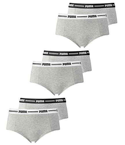 PUMA Damen Iconic Mini Shorts Pantys Slips 573010001 6er Pack, Farbe:Grau, Wäschegröße:L, Artikel:-328 Grey/Grey von PUMA