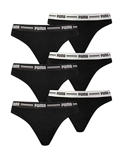 PUMA Damen Iconic String, 6er Pack - Cotton Modal Stretch (3 x 2er Pack), Vorteilspack (L, Schwarz) von PUMA