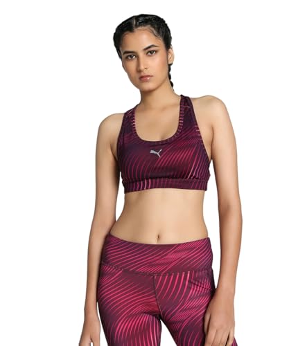 Puma Damen Sport-BH aus Polyester-Mischgewebe, Midnight Plum-Run AOP, L von PUMA