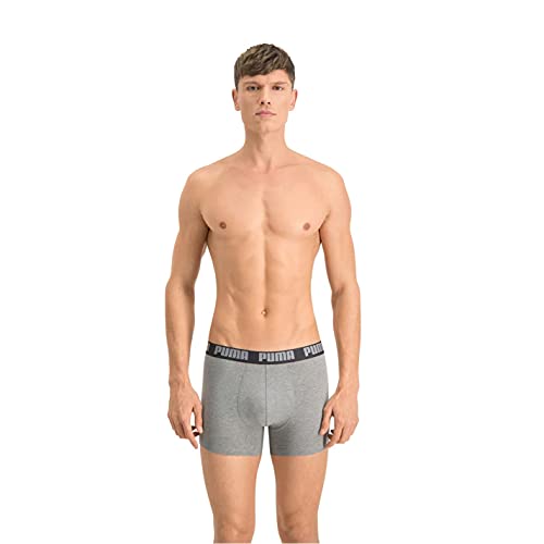 PUMA Herren Basic Boxer Shorts, Dunkelgrau Melange / Schwarz, XL EU, 2er Pack von PUMA