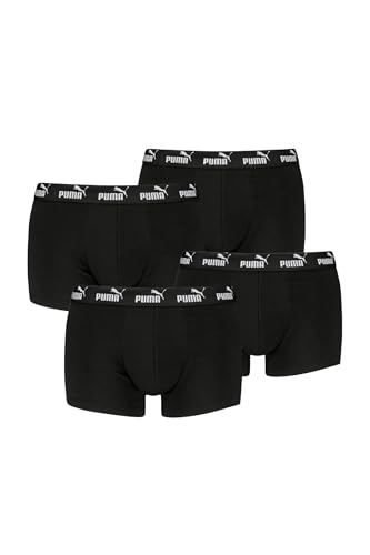 Puma Herren Boxershorts Trunks Basic Elements aus Baumwolle mit Elasthan, 4er Pack, Größe L in Schwarz von PUMA