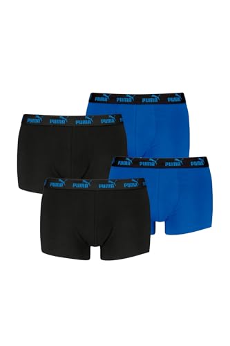 Puma Herren Boxershorts Trunks Basic Elements aus Baumwolle mit Elasthan, 4er Pack, Größe M in Schwarz Blau von PUMA