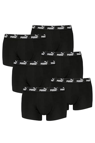 Puma Herren Boxershorts Trunks Basic Elements aus Baumwolle mit Elasthan, 6er Pack, Größe XL in Schwarz von PUMA
