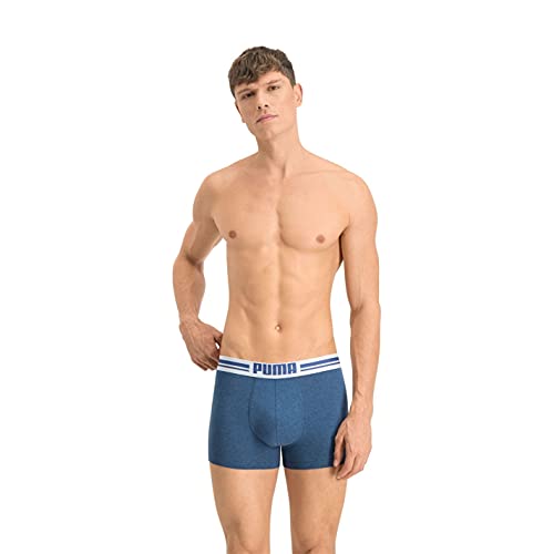 Puma Herren Placed Logo Boxers Boxer, Denim, XL (2er Pack) von PUMA