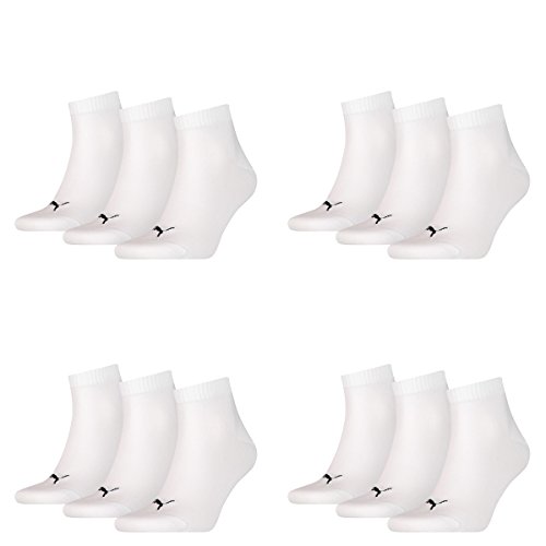 PUMA 12 Paar Unisex Quarter Socken Sneaker Gr. 35-49 für Damen Herren Füßlinge, Farbe:300 - white, Socken & Strümpfe:35-38 von PUMA