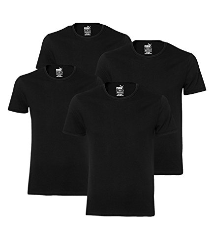 PUMA 4 er Pack Basic Crew T-Shirt Men Herren Unterhemd Rundhals, Farbe:200 - Black, Bekleidungsgröße:XL von PUMA