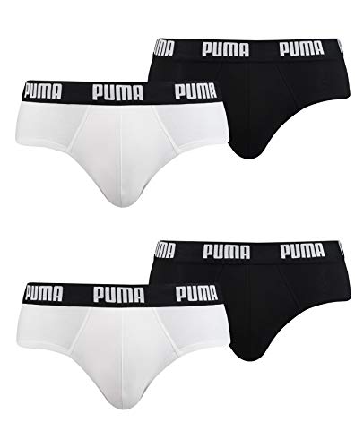PUMA Herren Slips Briefs Unterhosen ohne Eingriff 4er Pack (M, White/Black (301)) von PUMA