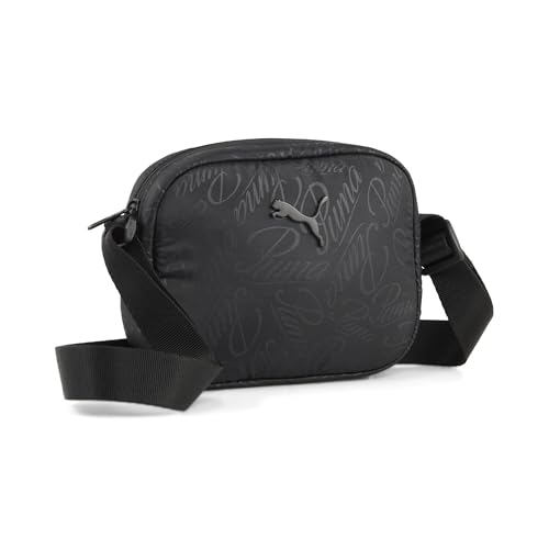 PUMA Damen POP Crossbody Bag Handtasche, Black-Script AOP von PUMA