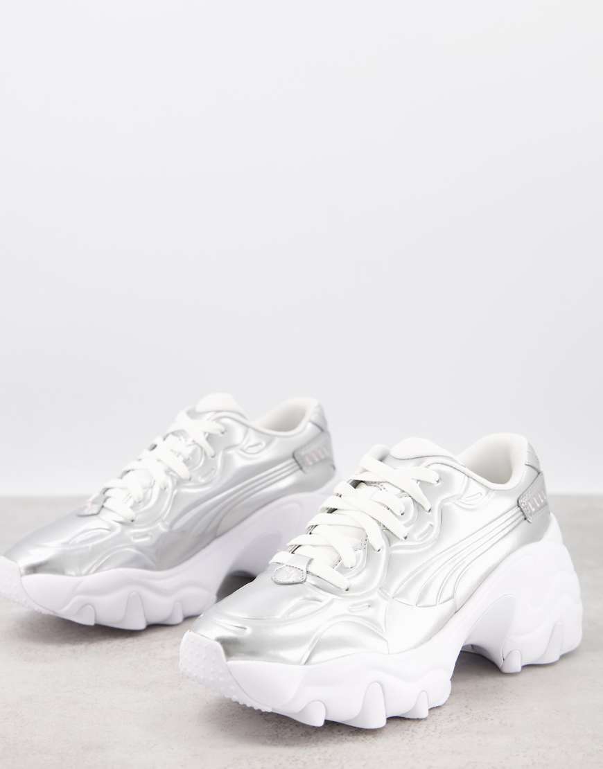 Puma - Pulsar - Sneaker mit Keilabsatz in Metallic-Silber und Rosa - Exklusiv bei ASOS von Puma