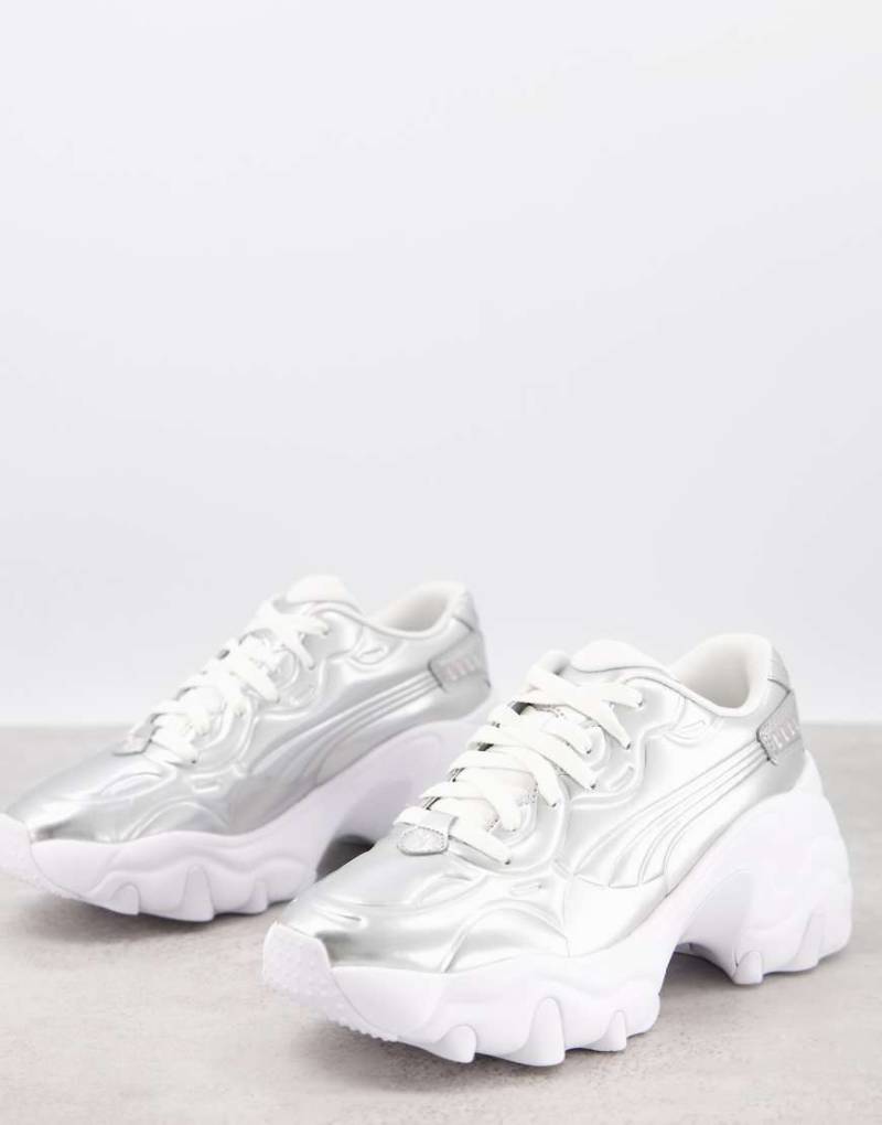 Puma - Pulsar - Sneaker mit Keilabsatz in Metallic-Silber und Rosa - Exklusiv bei ASOS von Puma