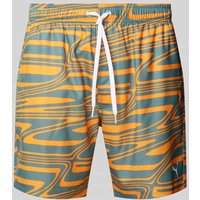 Puma Relaxed Fit Badeshorts mit Logo-Print Modell 'FORMSTRIP' in Orange, Größe M von Puma