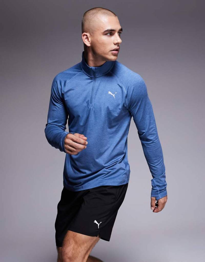 Puma - Run Velocity Cloudspun - Oberteil in Blau mit kurzem Reißverschluss von Puma