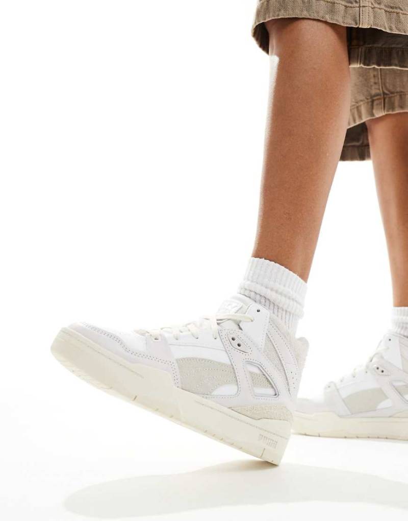 Puma - Slipstream Mid - Sneaker mit Struktur in neutralem Weiß und Federgrau von Puma