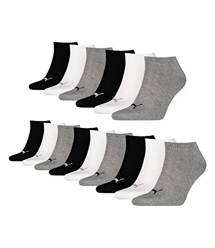 Puma Socken 15 PAAR Invisible Sneakers Damen, Herren (5x 3er Pack) (Schwarz/Weiß/Grau (882 grey/white/black), 43-46 (9-11 UK)) von PUMA