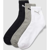 PUMA Socken mit Label-Detail im 3er-Pack Modell 'SHORT CREW' in Mittelgrau, Größe 39-42 von Puma