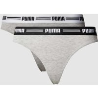 Puma String mit elastischem Logo-Bund in Mittelgrau, Größe S von Puma