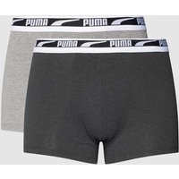 Puma Trunks mit Label-Details im 2er-Pack in Mittelgrau Melange, Größe M von Puma