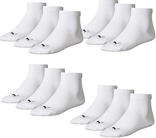 PUMA Unisex Quarter Quarters Socken 12er Pack (39-42, weiß) von PUMA