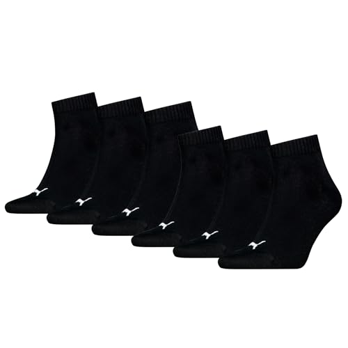 Puma Unisex Quartersocken 6 Paar aus Baumwollmix, kurze Socken für Damen und Herren, Größe 43-46 in Schwarz von Puma