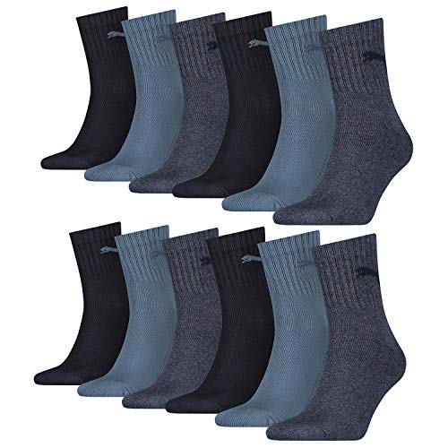 PUMA Unisex Short Crew Socken Basic Sportsocken 12er Pack, Größe:39-42;Farbe:Denim Blue (460) von PUMA