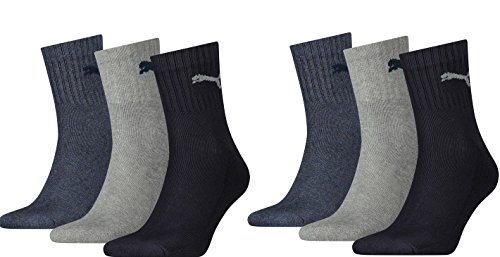 PUMA Unisex Short Crew Socken Basic Sportsocken 6er Pack (39/42, Navy/Grey/Nightshadow Blue) von PUMA