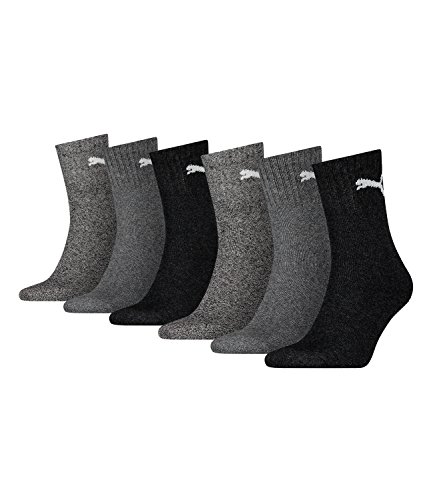 PUMA 6 Paar Socken Short Crew Sportsocken Tennis Socken Gr. 39-42, Farbe: Anthracite/Grey, Unisex von PUMA