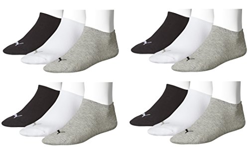 PUMA Unisex Sneaker Sportsocken 12 x Paket (35-38, schwarz/weiß/grau) von PUMA