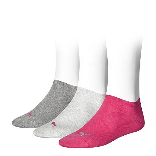 PUMA Unisex Puma Unisex Sneaker Plain 3p Socken, Middle Grey Melange / Pink, 35-38 EU von PUMA