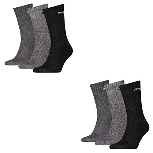 PUMA Unisex Sportsocken Cush Crew 6er Pack (43-46, Anthrazit/Grau) von PUMA