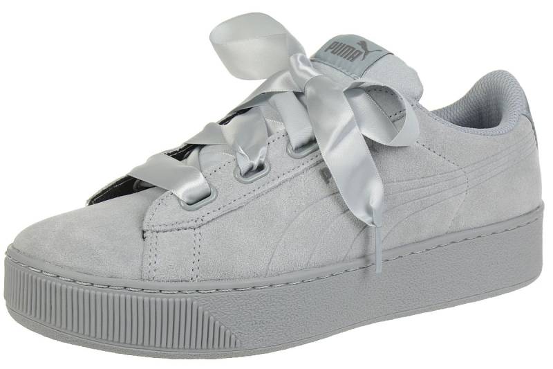 Puma Vikky Platform Ribbon S leather Sneaker Damen Schuhe 366418 02 grau von Puma