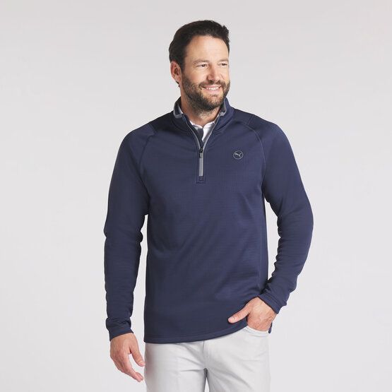 Puma Waffle Fleece 1/4 Zip Stretch Midlayer navy von Puma