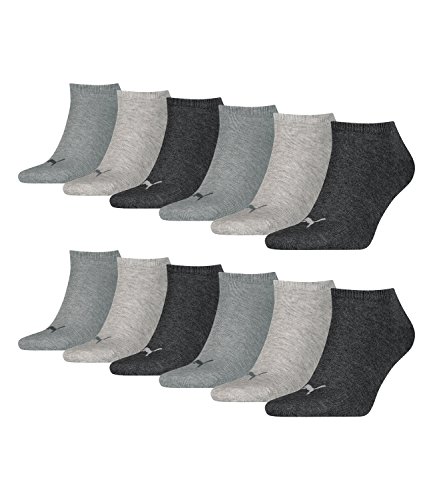 PUMA unisex Sneaker Socken Kurzsocken Sportsocken 261080001 15 Paar, Farbe:Grau, Menge:15 Paar (5x 3er Pack), Größe:43-46, Artikel:-800 anthracite / light grey / middle grey von PUMA