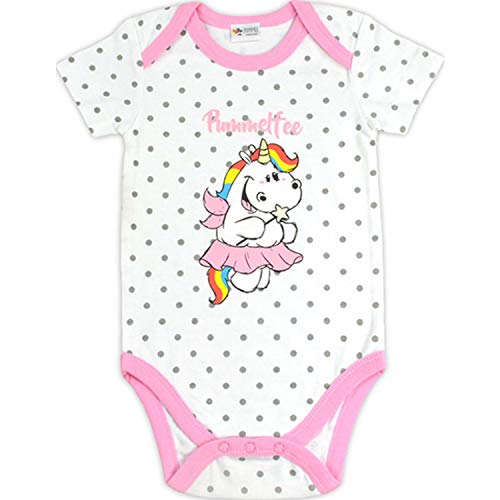 Pummel & Friends Pummelfee Mädchen Baby Strampler Schlafstrampler kurze Ärmel Weiß/Rosa Gr. 62/68 von Pummeleinhorn