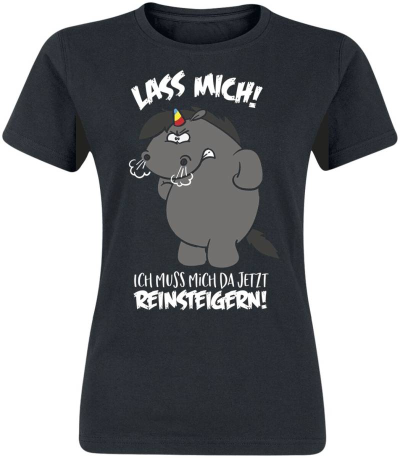 Pummeleinhorn - Einhorn T-Shirt - Grummeleinhorn - Lass mich! Ich muss mich da jetzt reinsteigern! - S bis XL - für Damen - Größe S - schwarz  - EMP von Pummeleinhorn