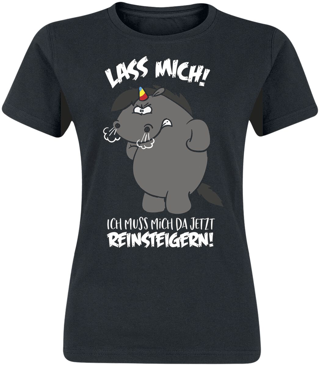 Pummeleinhorn Grummeleinhorn - Lass mich! Ich muss mich da jetzt reinsteigern! T-Shirt schwarz in 3XL von Pummeleinhorn