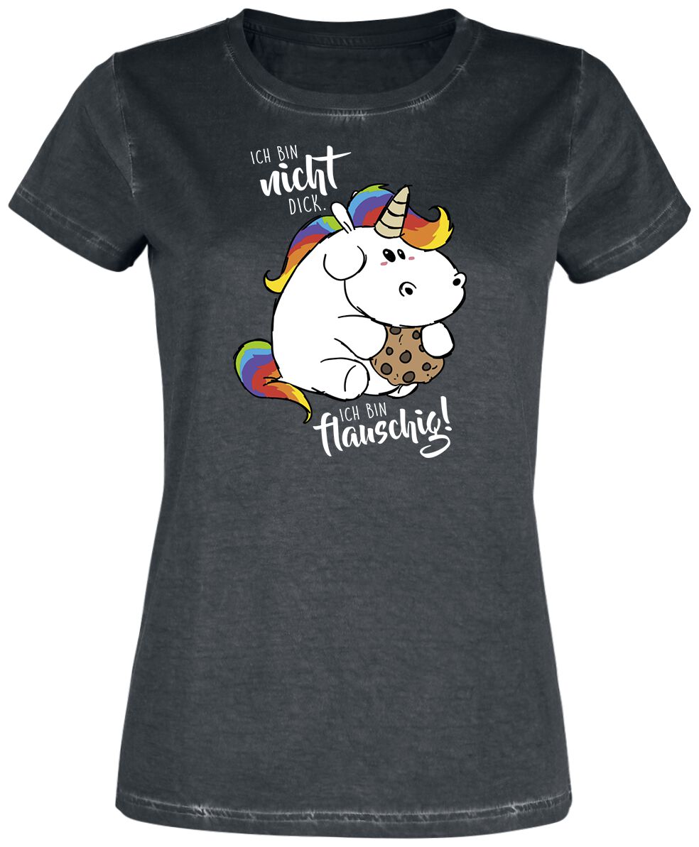 Pummeleinhorn Ich bin nicht dick. Ich bin flauschig! T-Shirt multicolor in M von Pummeleinhorn
