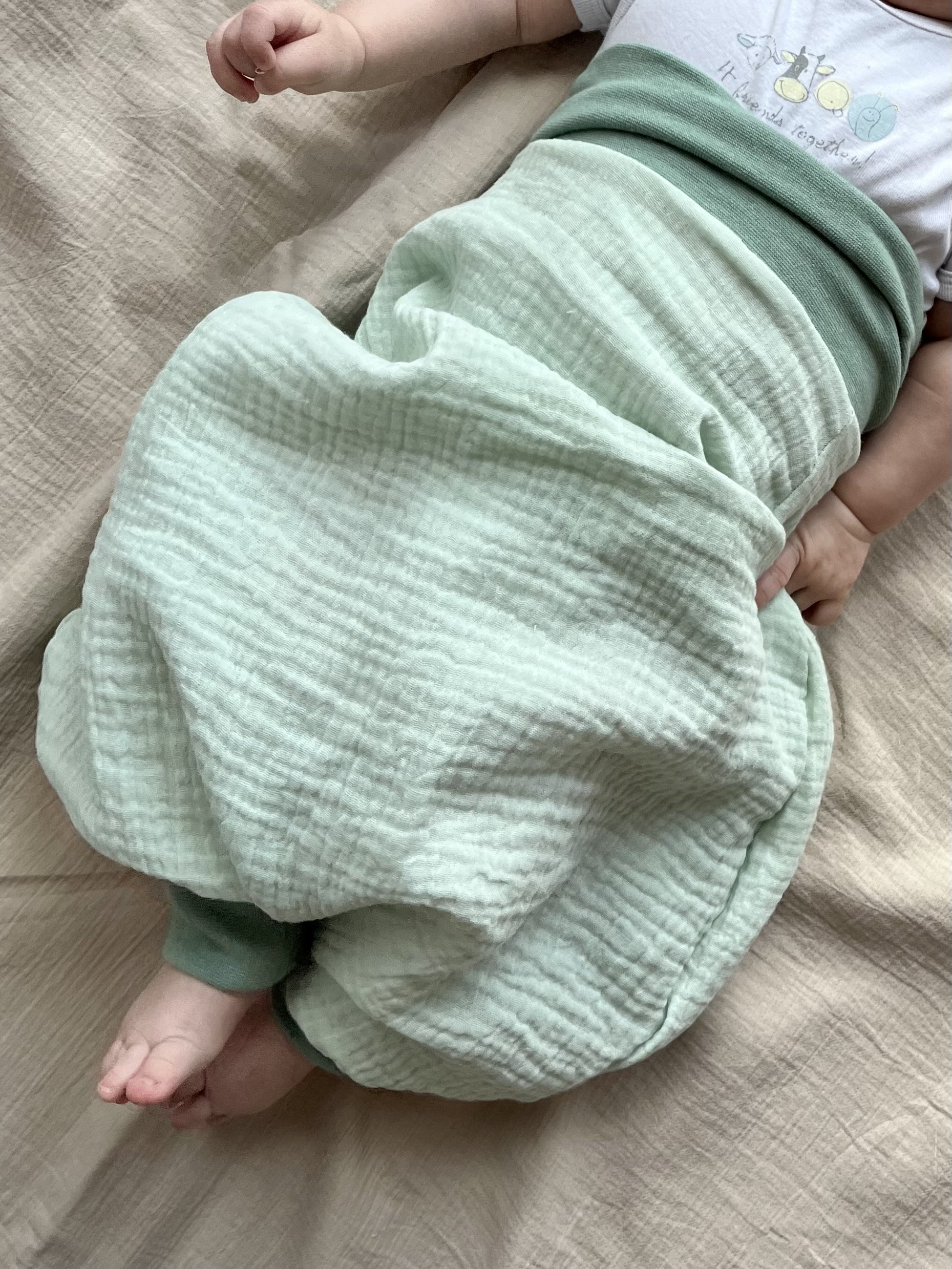 Musselin Schlafsack Strampelsack Baumwolle Musselinschlafsack Sommer Mint Türkis Altmint von PumpelbieneShop