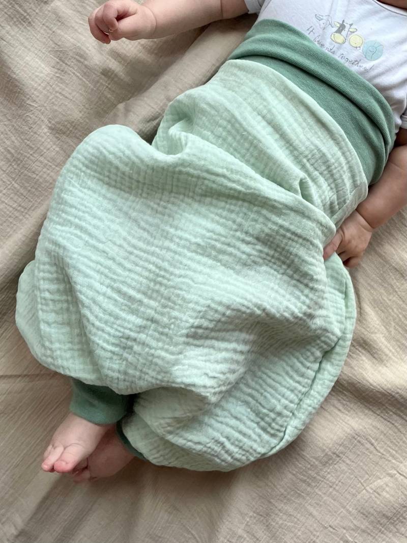 Musselin Schlafsack Strampelsack Baumwolle Musselinschlafsack Sommer Mint Türkis Altmint von PumpelbieneShop