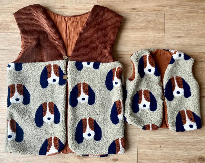 Set Aus 2 Teddy Westen Hunde Für Kids Und Erwachsene, Teddyweste Partnerlook Matching Outfits Twinning Look von PumpelbieneShop