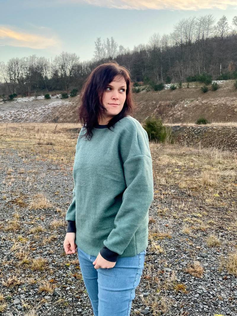 Wollfleece Pullover Sweater 100% Schurwolle Wolle Wollpulli Damen Kinder Petrol von PumpelbieneShop