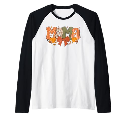 Retro Mama Kürbis Herbst Kokette Schleife Thanksgiving Mama Fall Raglan von Pumpkin Autumn Fall Thanksgiving Men Women