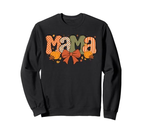 Retro Mama Kürbis Herbst Kokette Schleife Thanksgiving Mama Fall Sweatshirt von Pumpkin Autumn Fall Thanksgiving Men Women