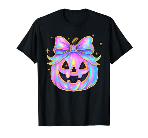 Kürbisschleife Halloween 2025 Süße Mädchen T-Shirt von Pumpkin Bow Halloween 2025 Cute Girls
