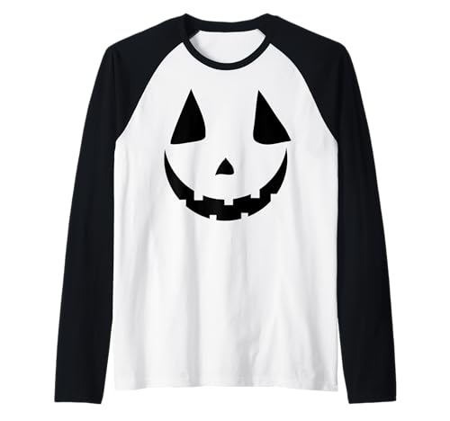 Lustiges Kürbisgesicht Herbst Halloween Kostüm Herren Damen Junge Mädchen Raglan von Pumpkin Face Shopp