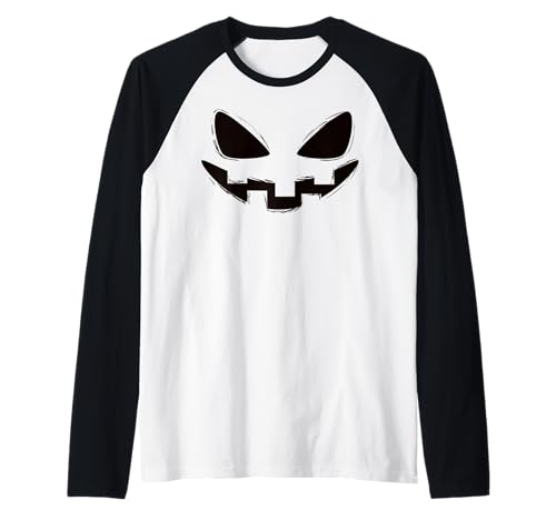 Lustiges Kürbisgesicht Herbst Halloween Kostüm Herren Damen Junge Mädchen Raglan von Pumpkin Face Shopp
