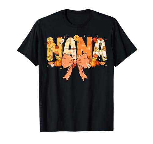 Nana Kürbis Herbst Kokette Schleife Thanksgiving Mama Frauen T-Shirt Nana Kürbis Herbst Kokette Schleife Thanksgiving Mama Frauen T-Shirt von Pumpkin Fall Leopard Happy Thanksgiving Ades.shirt