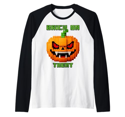Halloween Bausteinkopf Kürbis Geist Zombie Jungen Raglan von Pumpkin Jack O Lantern Halloween Master Builder