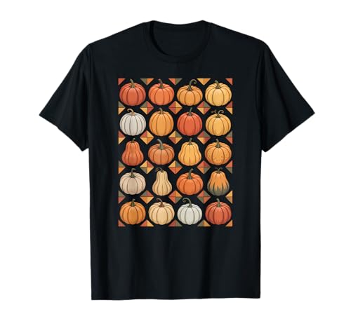 Herbst Cozy Pumpkin Patch Quilt Stil Kunstwerk Herbst T-Shirt von Pumpkin Quilt Style Apparel Gifts By Anastasia